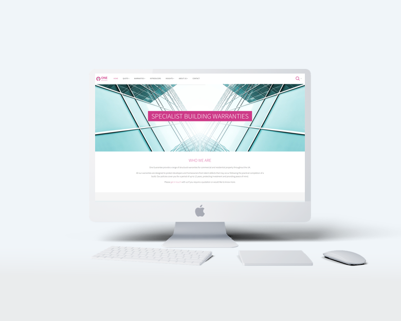 One Guarantee website design - desktop view