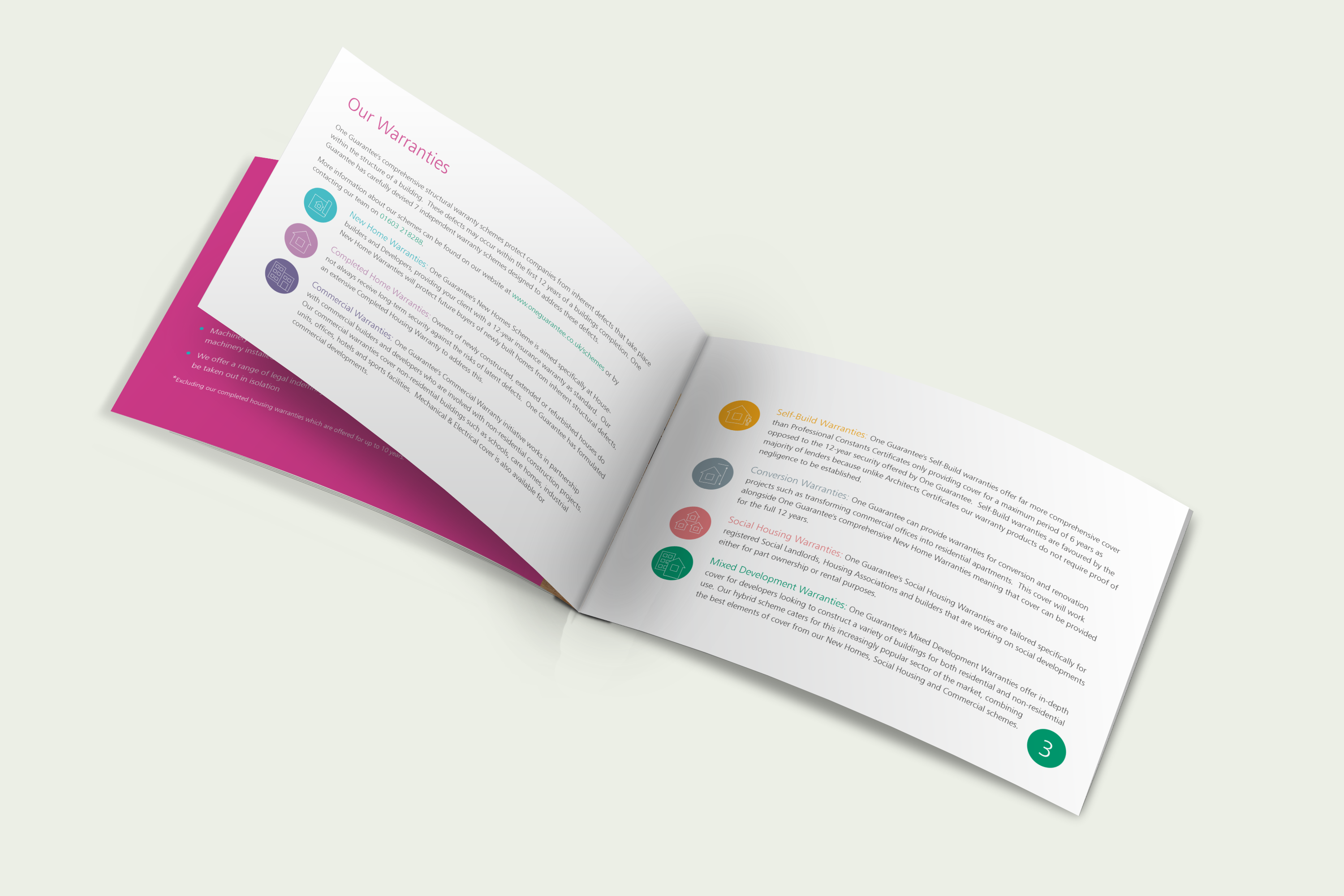 One Guarantee brochure design - inside pages