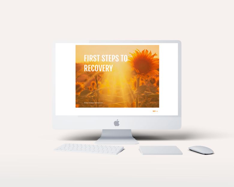 ABC First steps to recovery elearning design - desktop view