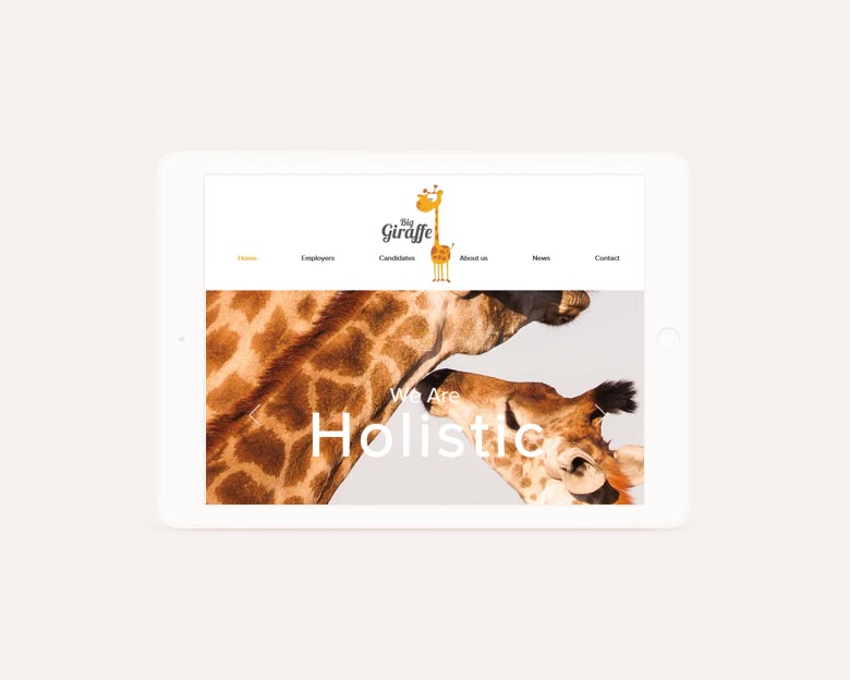 Big Giraffe website design - tablet view