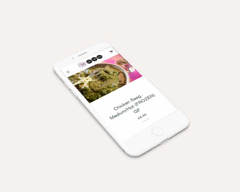 Ethnic Fine Foods website design - mobile view
