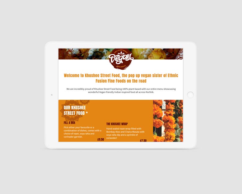 website design - Khushee street food tablet view